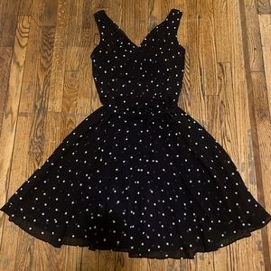 This B&W polka-dot midi by White House Black Market is a perfect party dress.